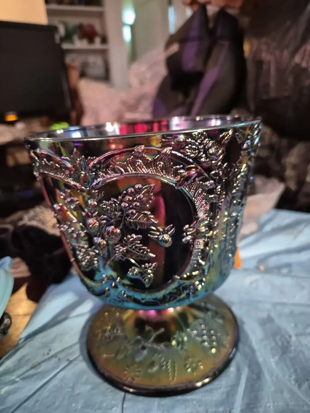 Vintage Fenton Carnival Glass In The Wild Strawberry Pattern In An...